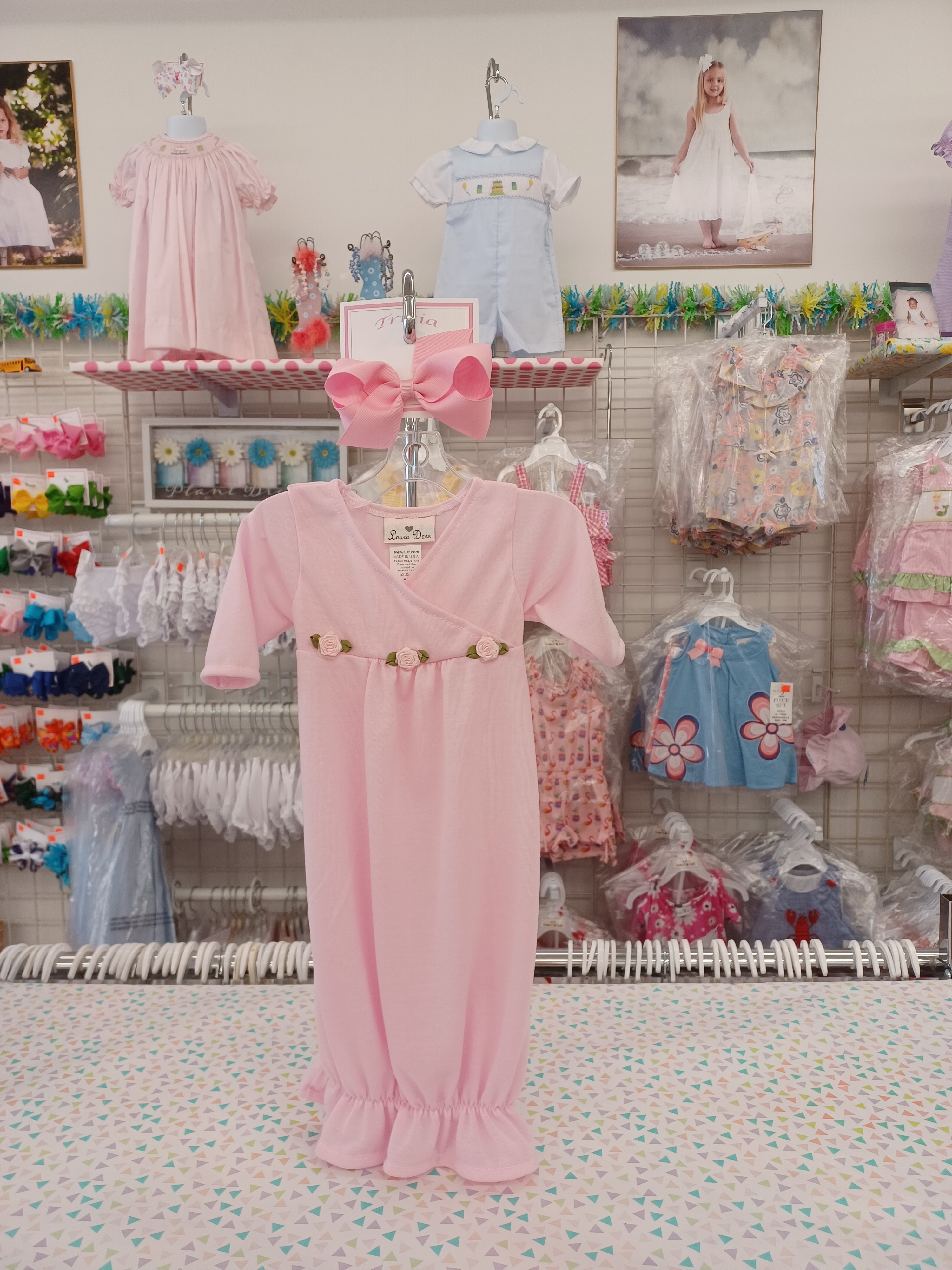 pink newborn gown