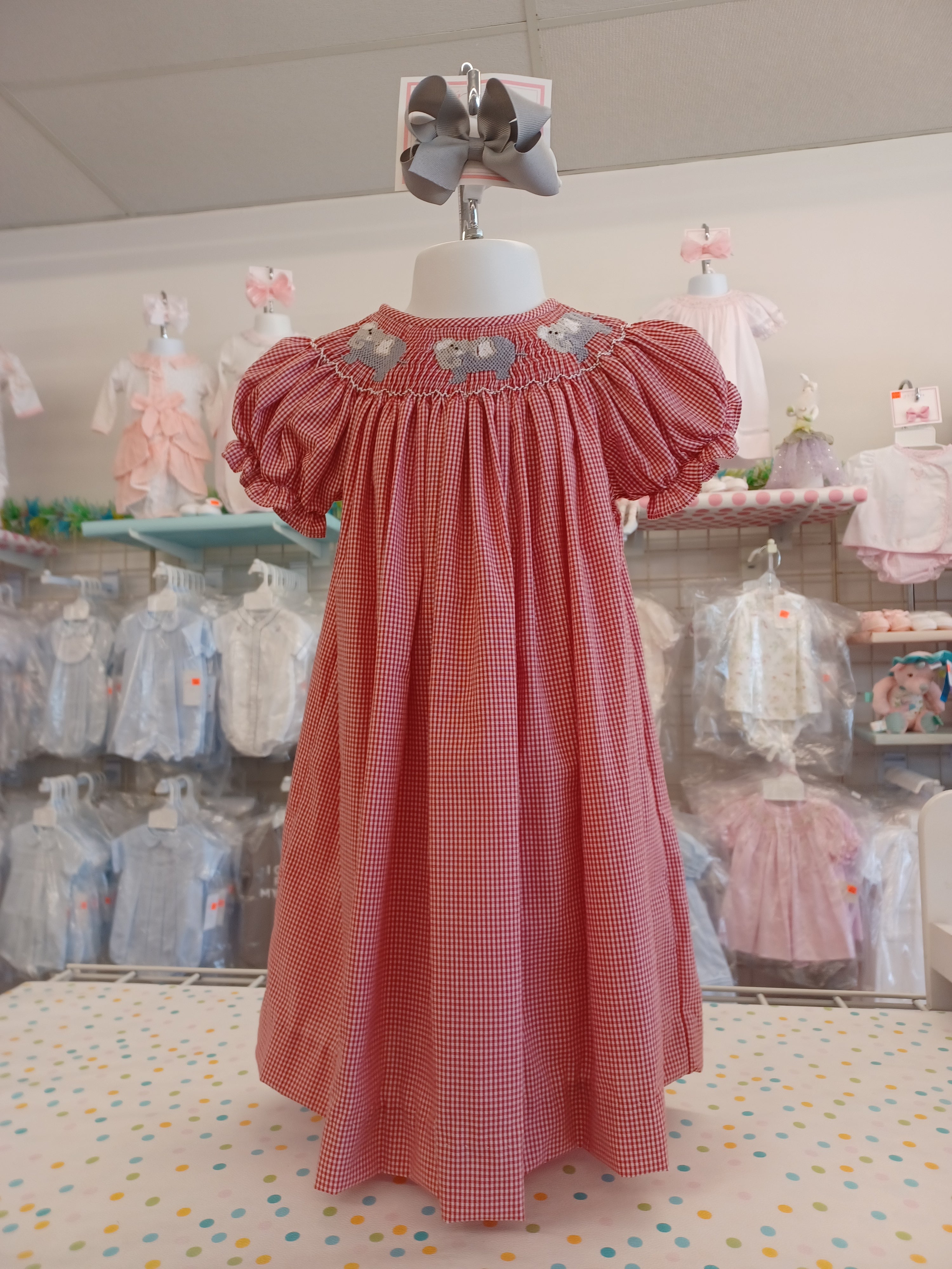 Elephant smocked dress