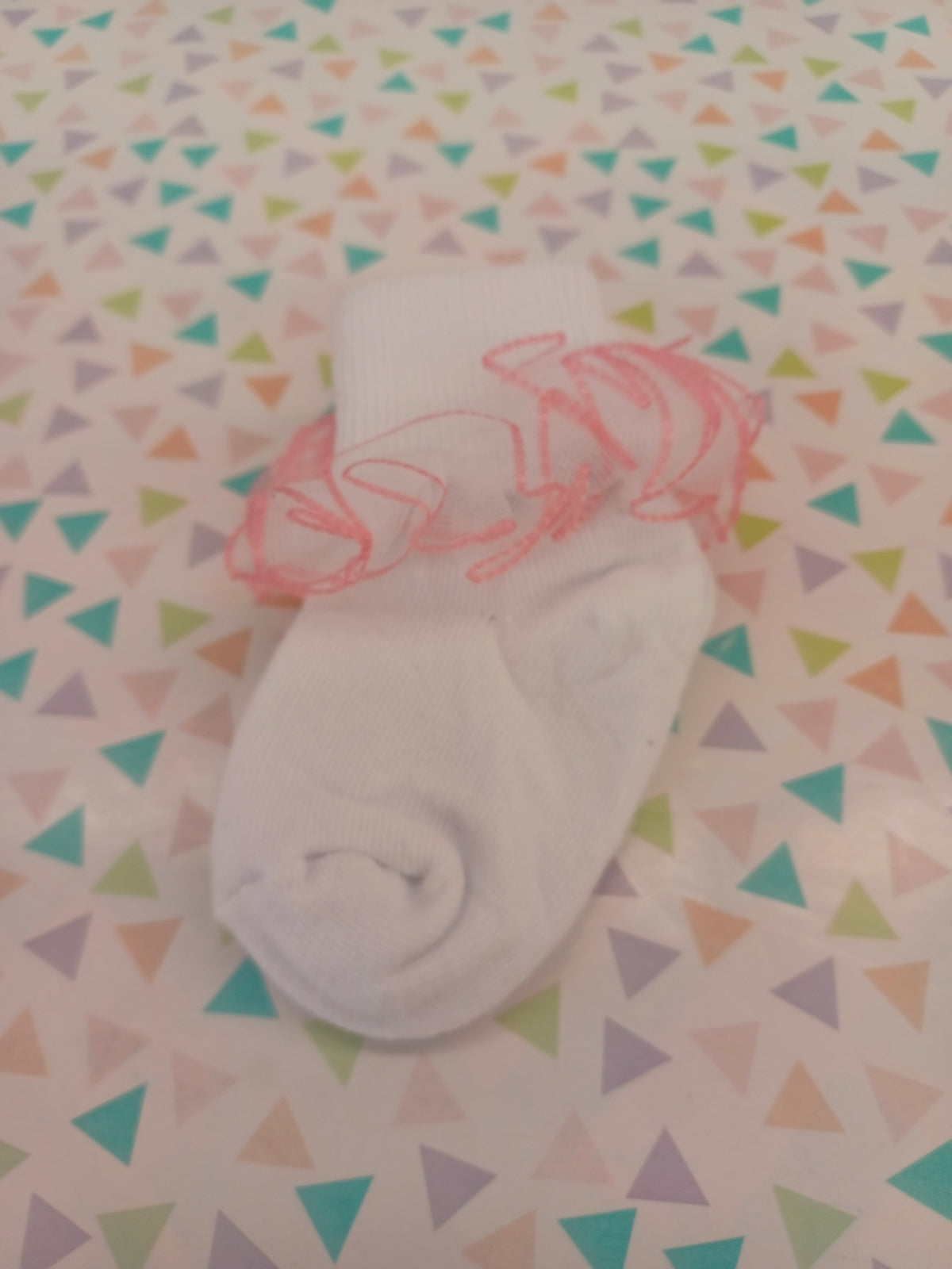White Sock With Pink Lace