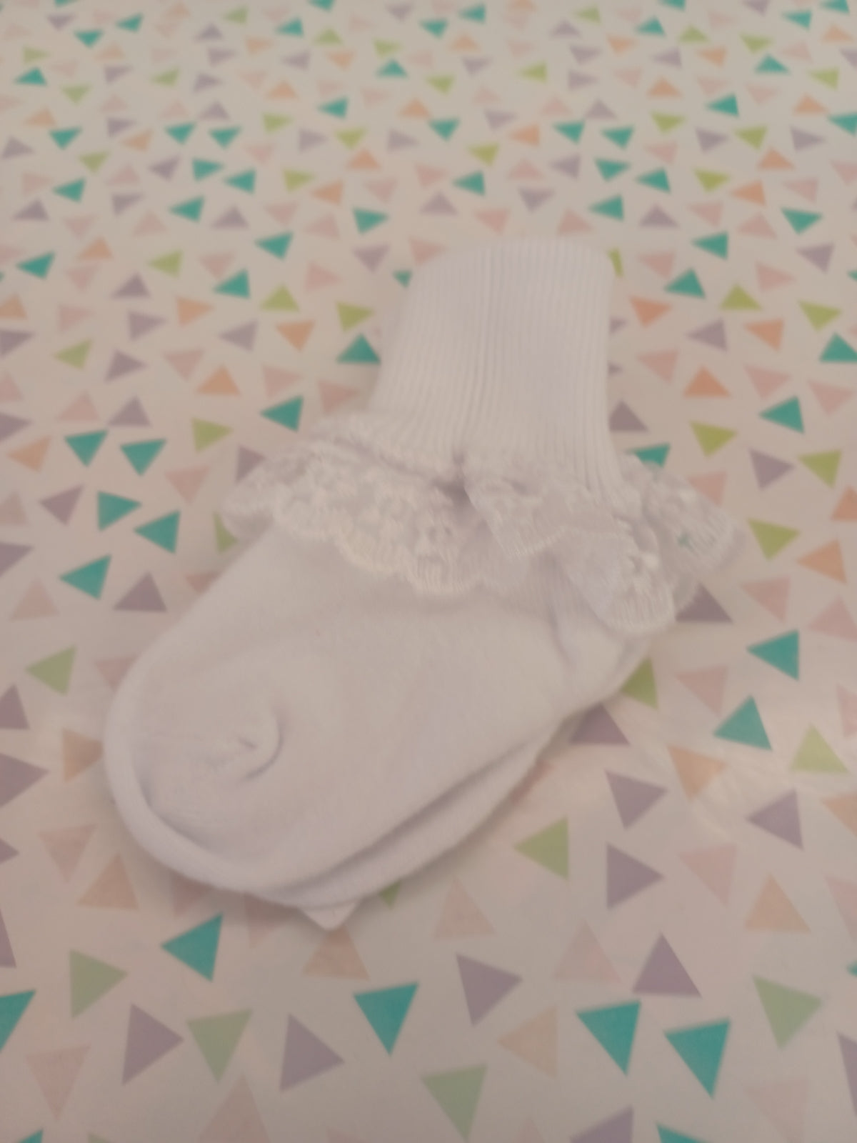 White Cotton Socks With Lace
