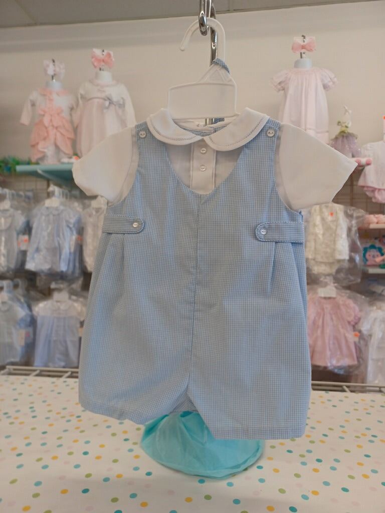 Newborn Blue and White Boys Shortall With Hat
