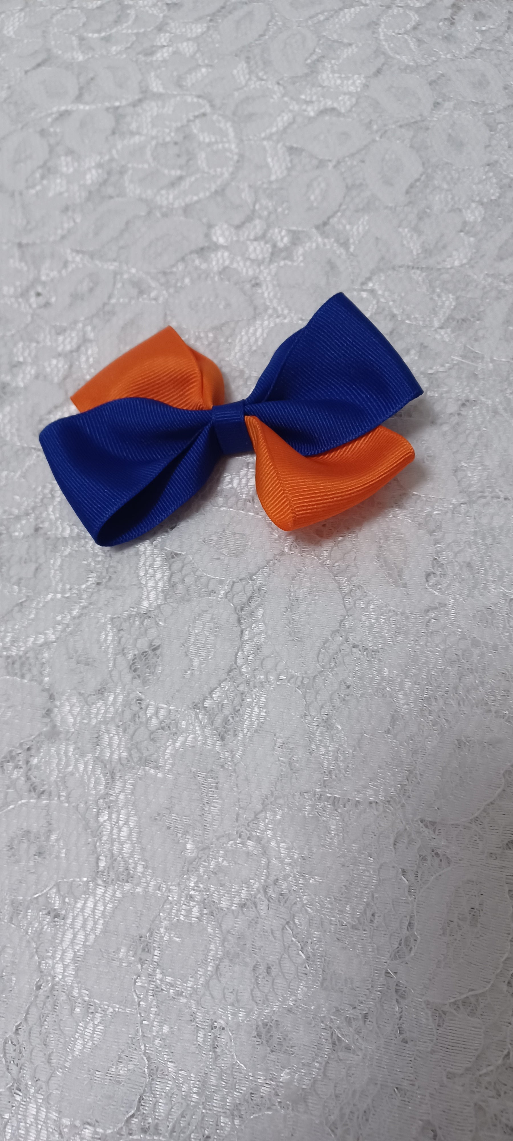 Blue and Orange Clip Bow
