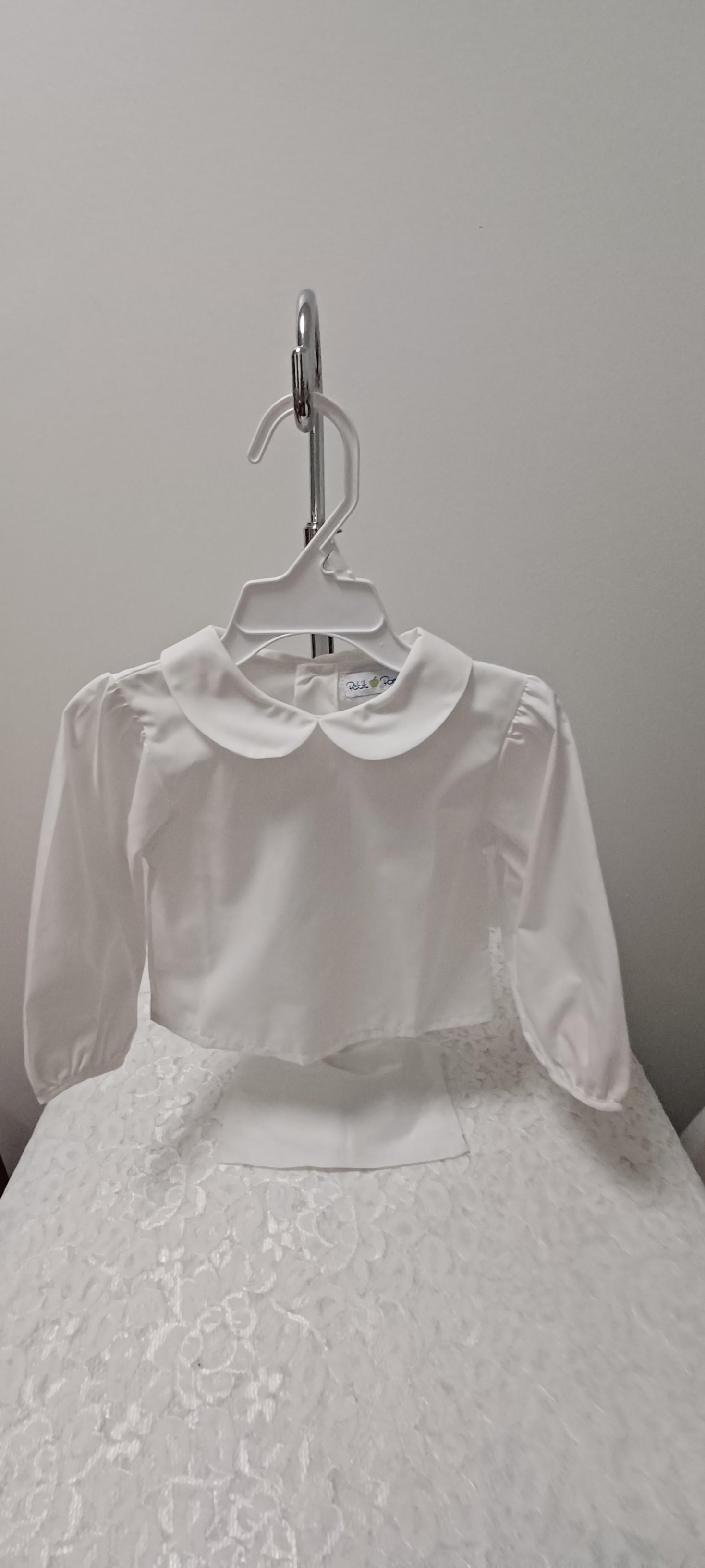 Girls White Long Sleeve Blouse With Collar