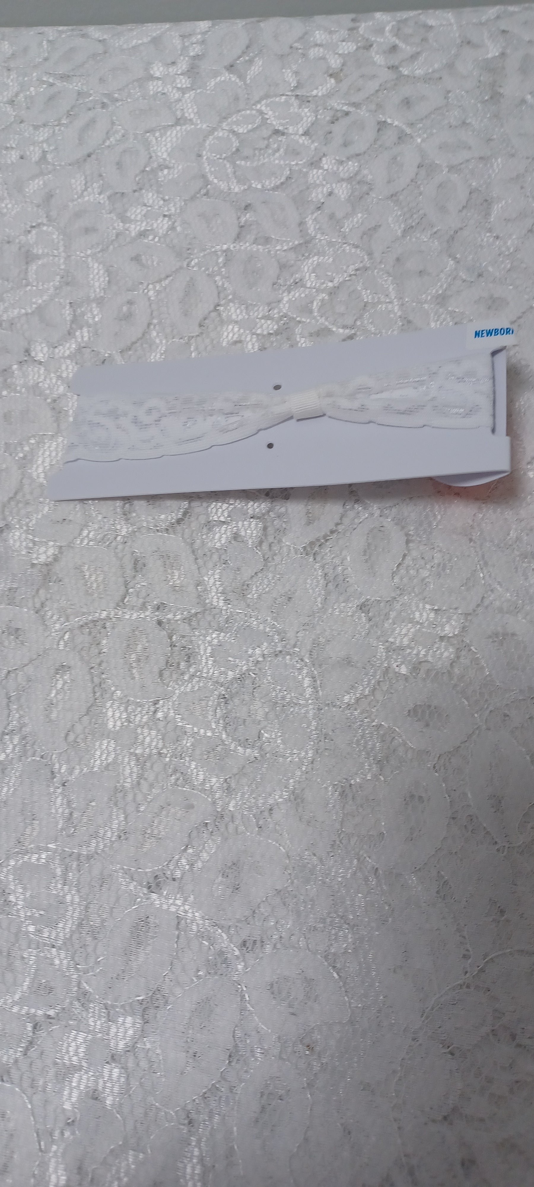 White Lace 0/6m Headband Clip Hair Bow Can Be Added On The Band