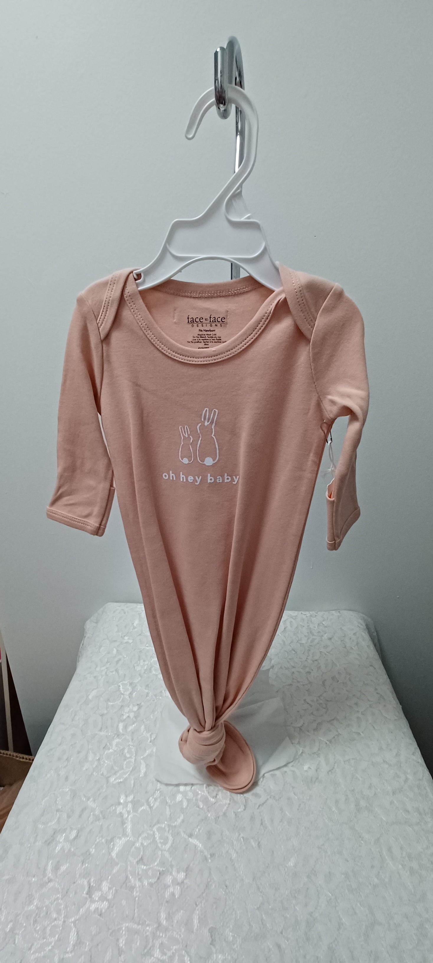 Girls Pink Knit Gown With Knot At The Bottom