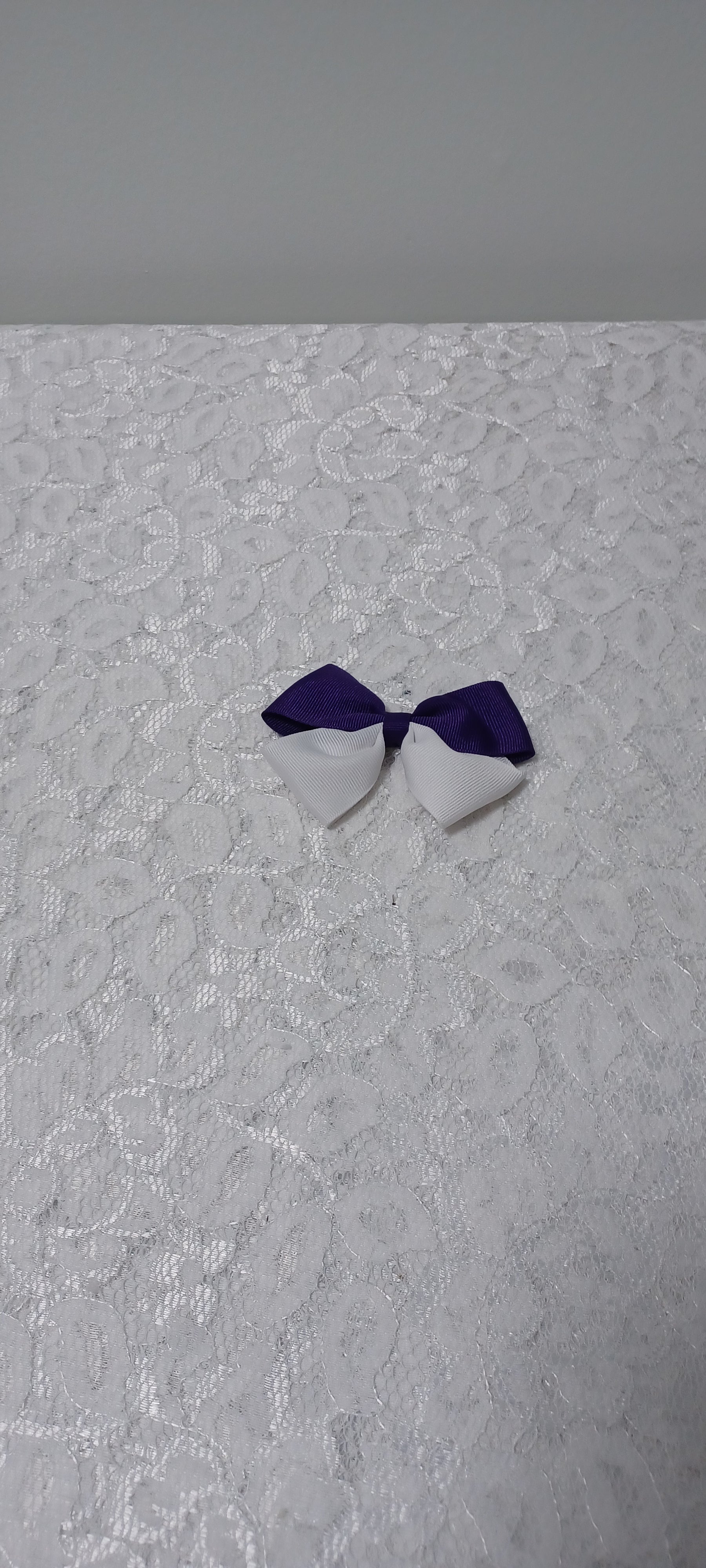 Purple And White Medium Clip Hairbow