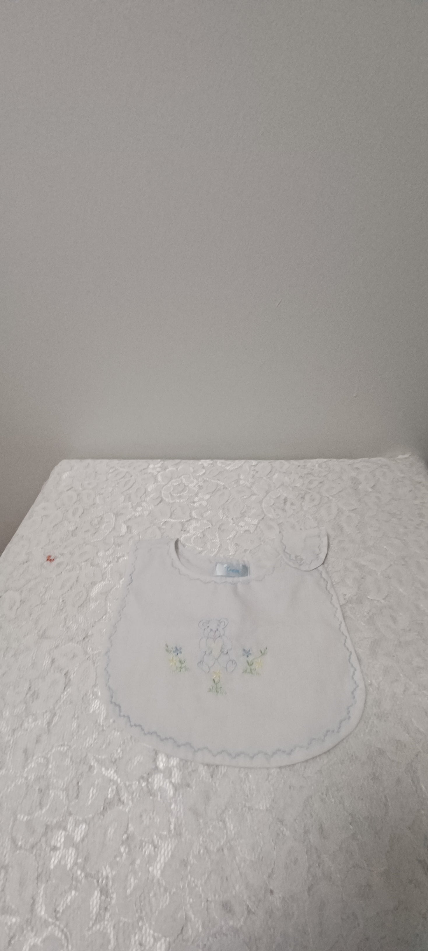 Hand Embroidery Bib With Blue Bear