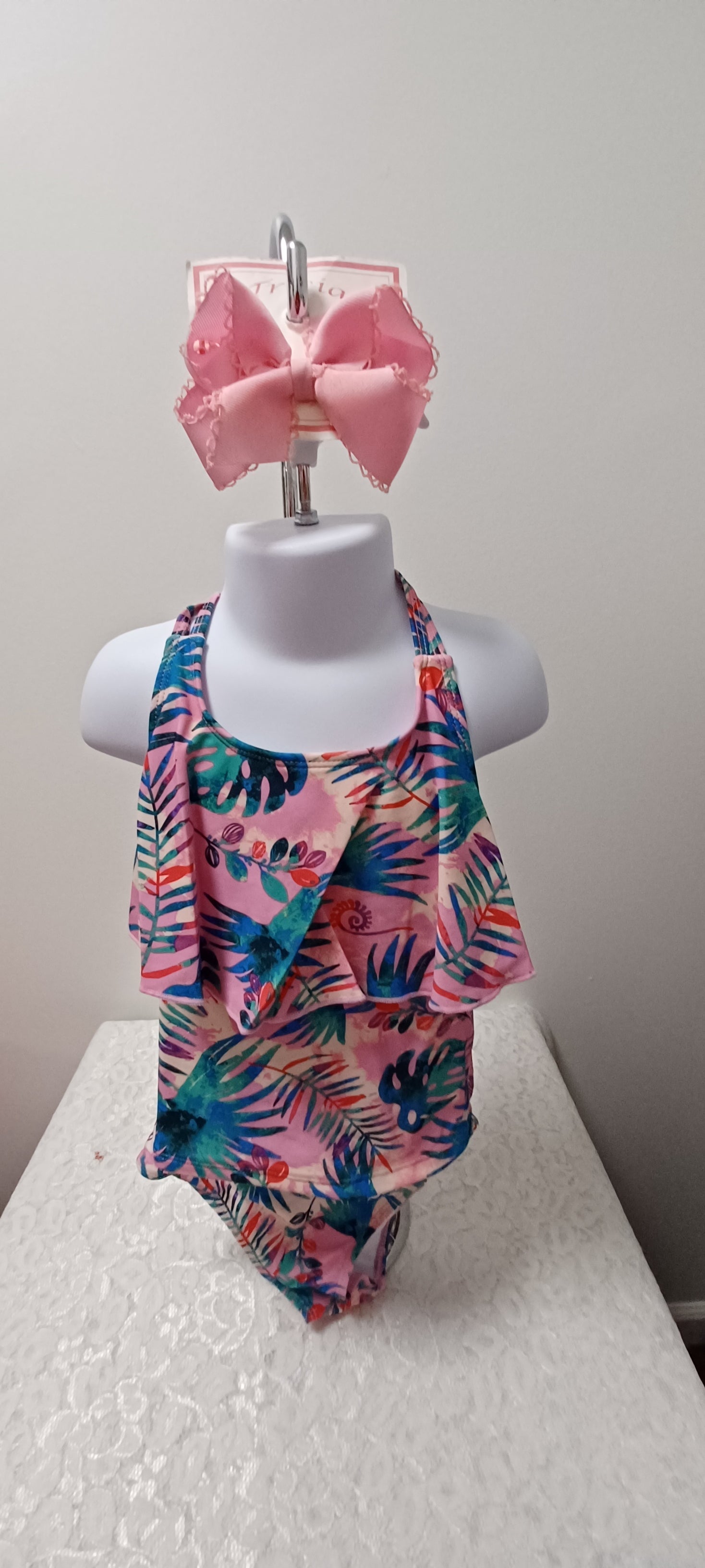 Pink Green and Blue Print 2pc Swimsuit