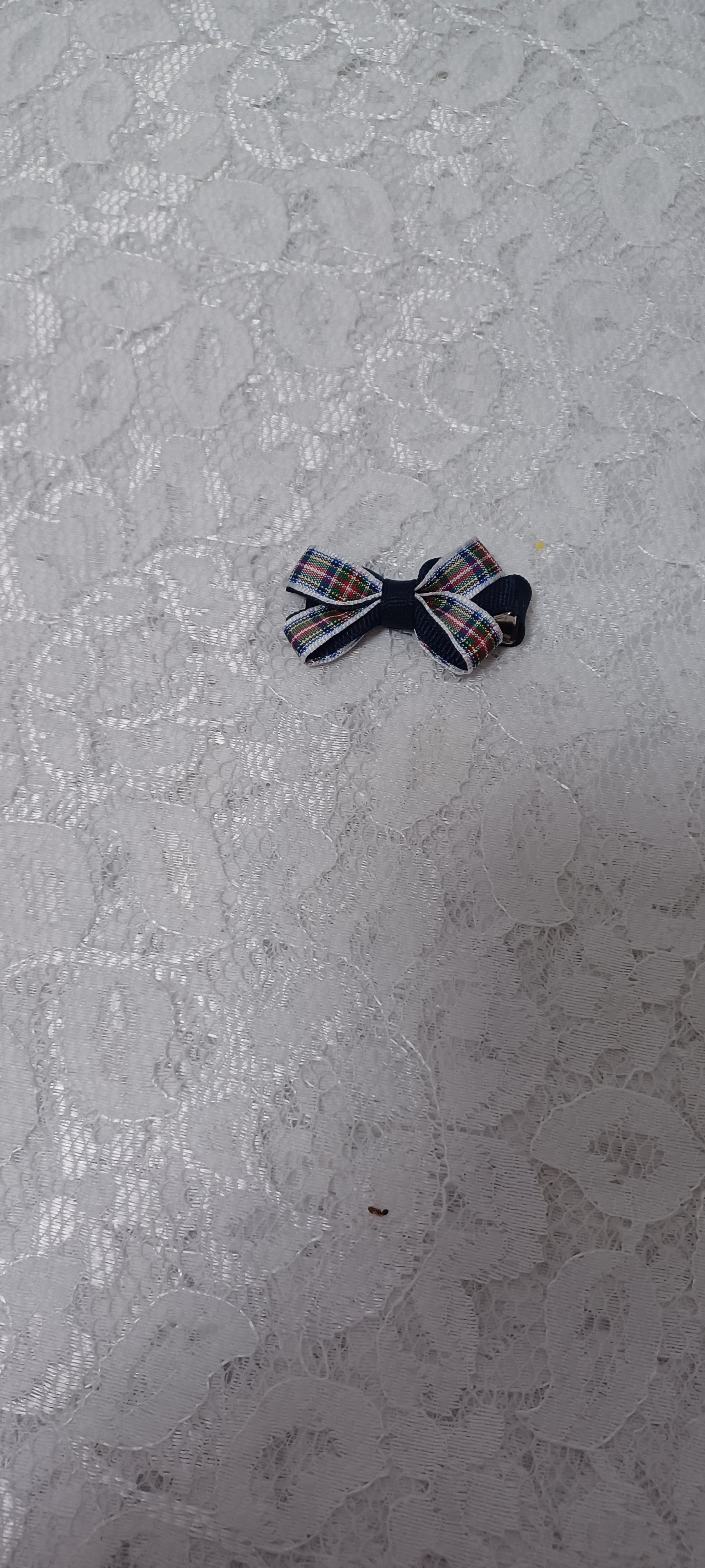 Navy White And Red Clip Hairbow