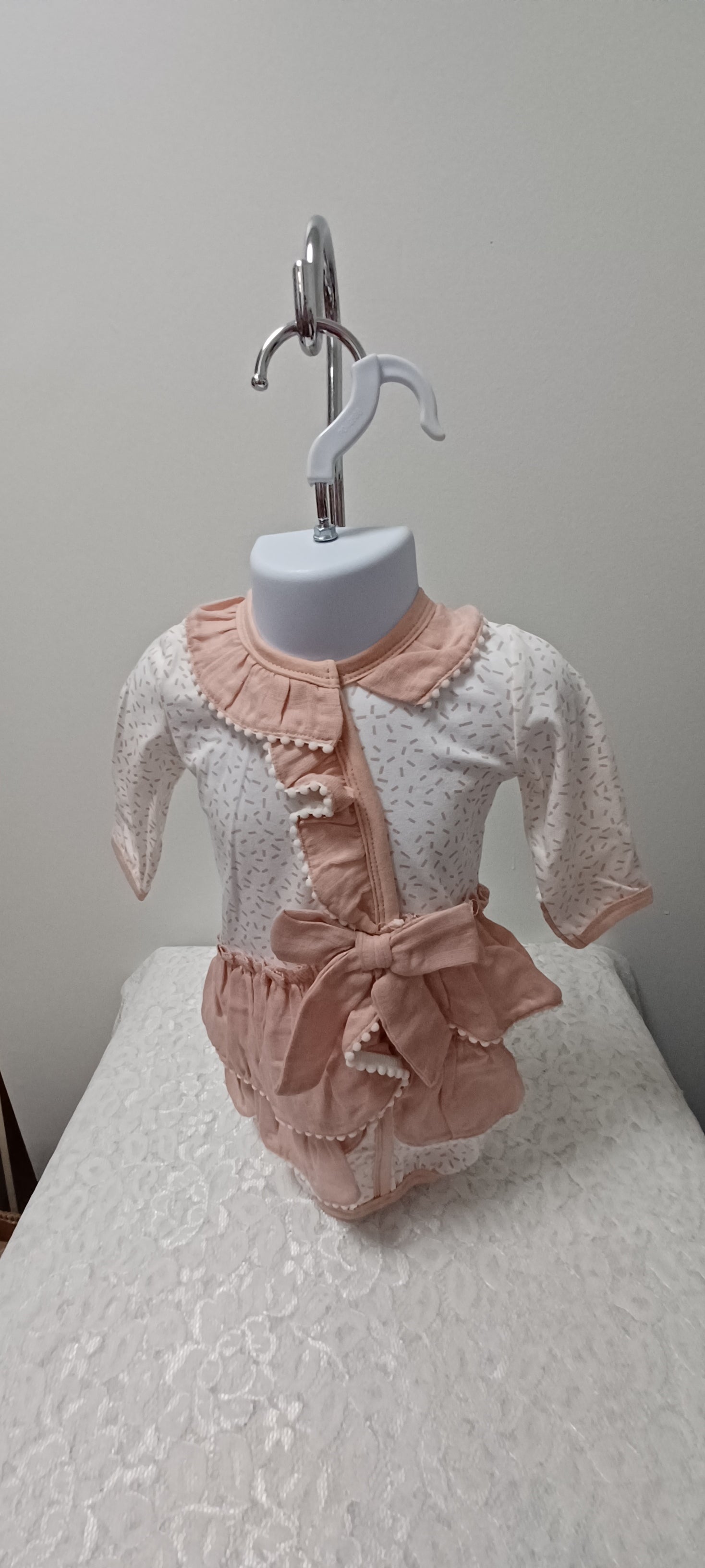 Mauve Gown With Bow and Ruffles