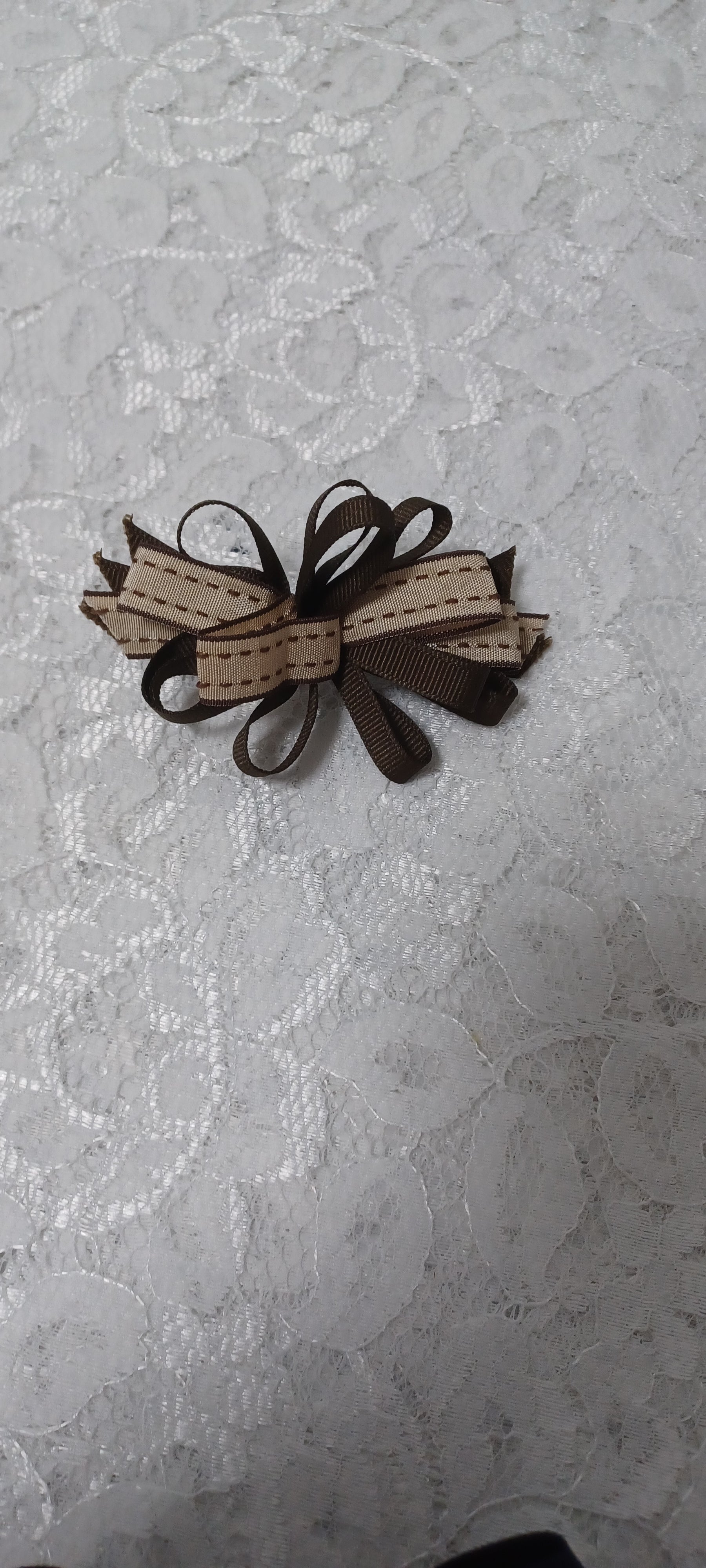Brown And Tan Barrette Bow