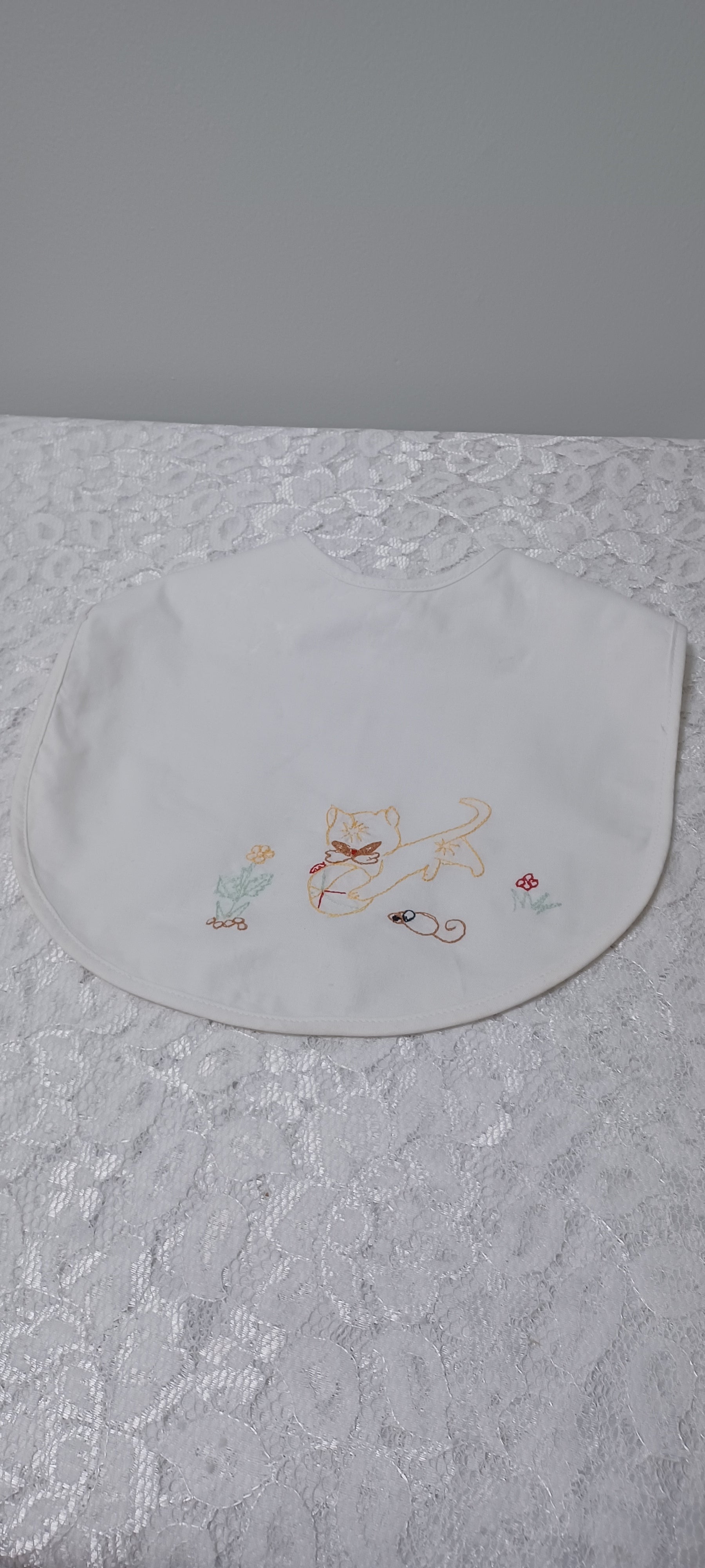Embroidery Cat Bib