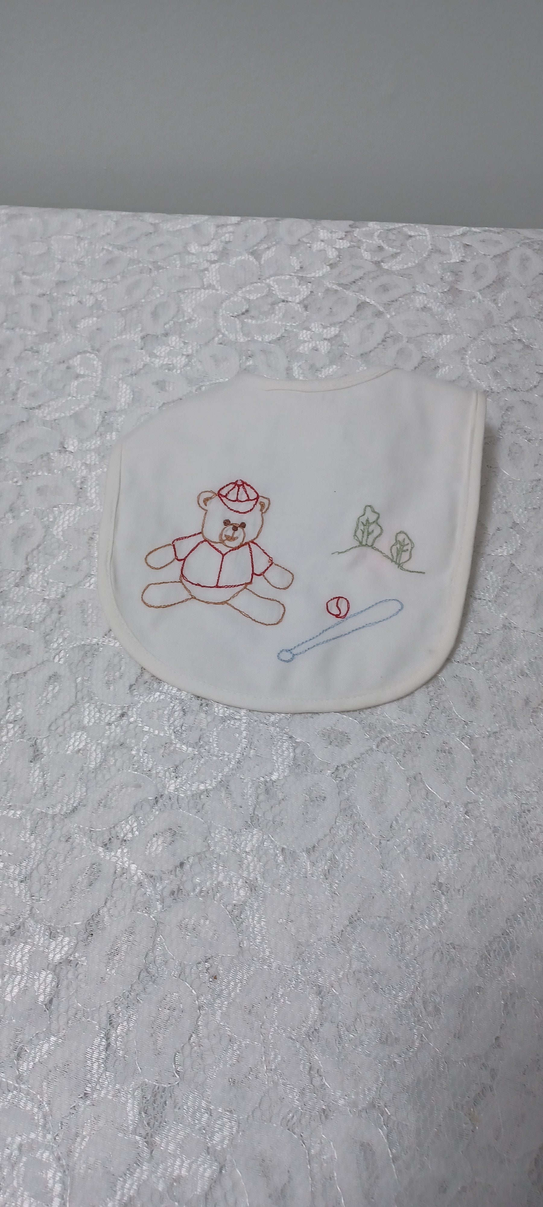 Embroidery Bib With Bear