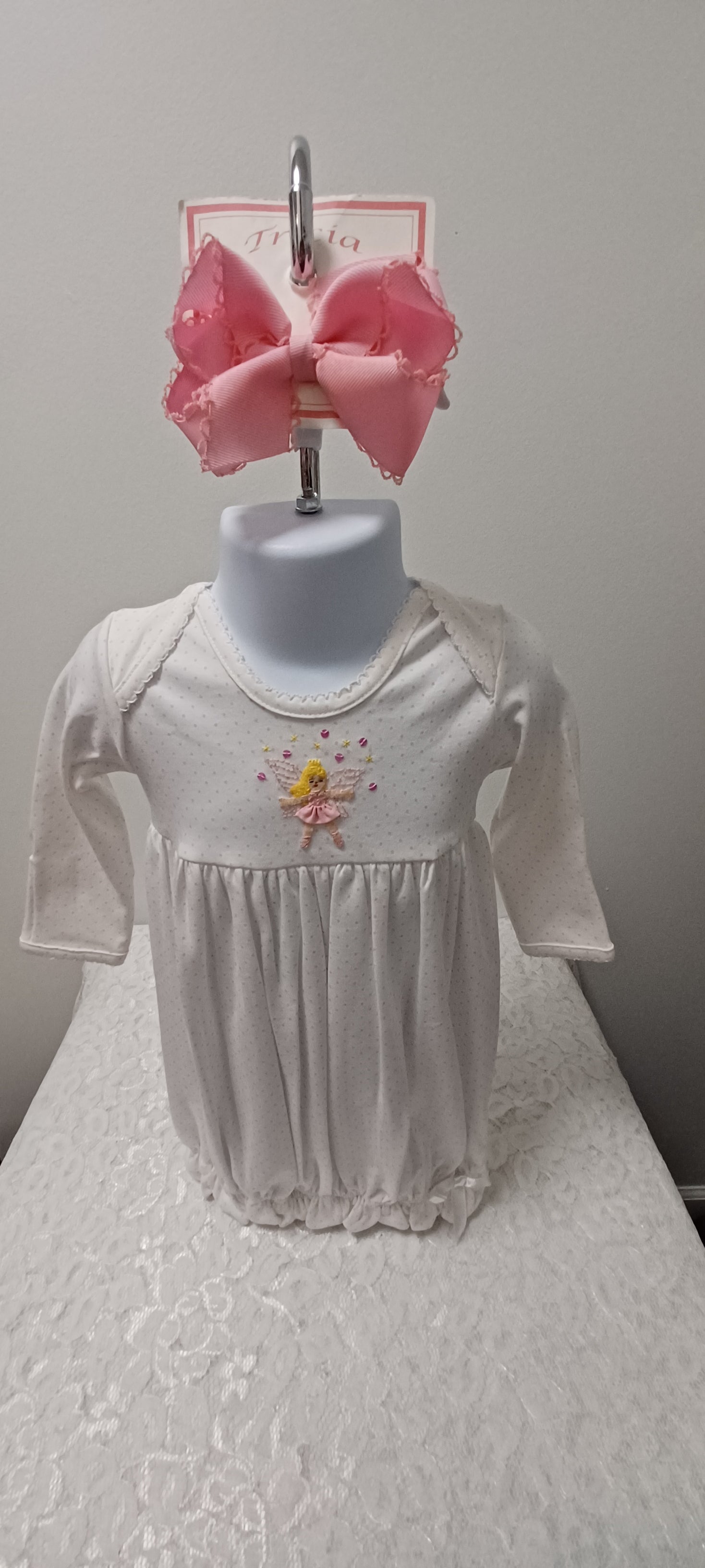 Ballerina Fairy 100% Pima Cotton White Gown With Pink Dots