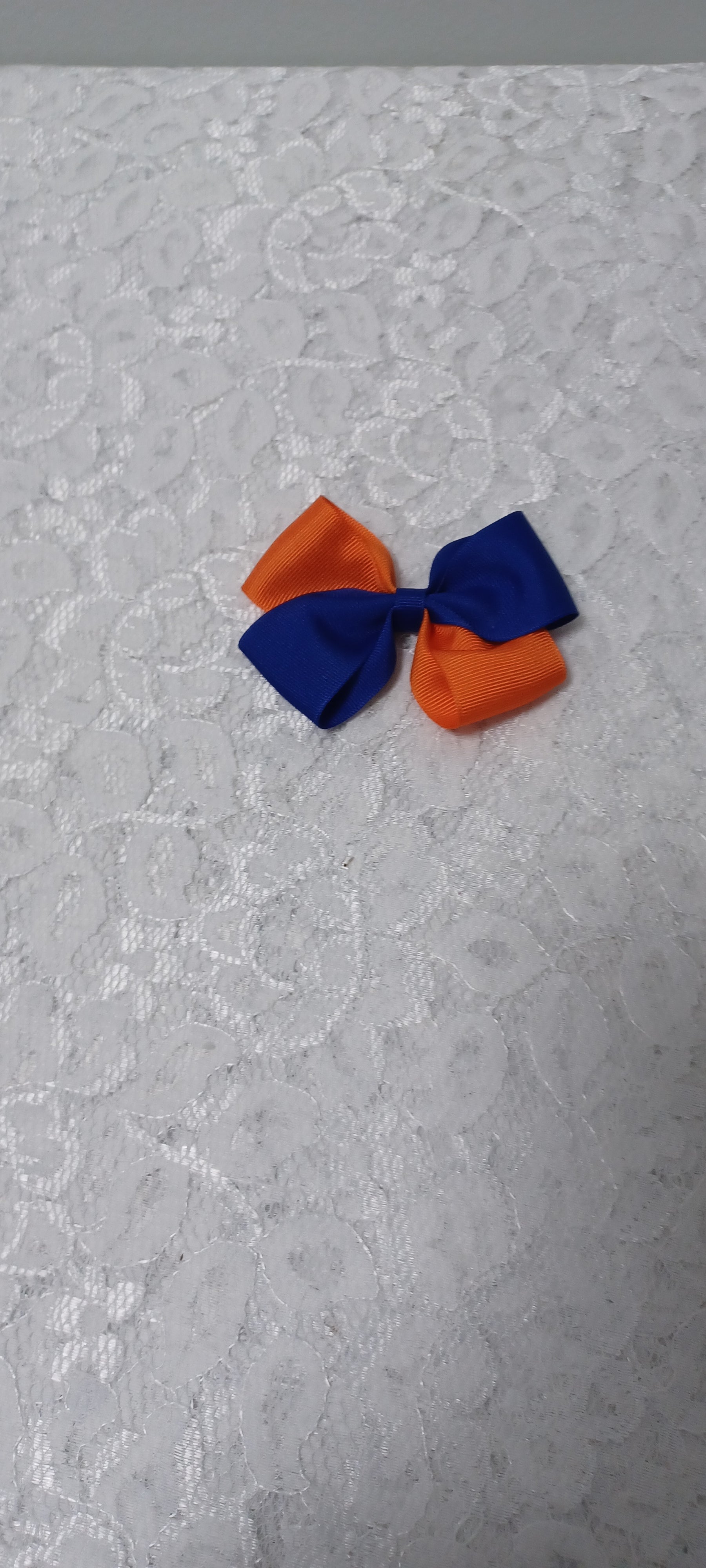 Orange And Blue Medium Clip Bow