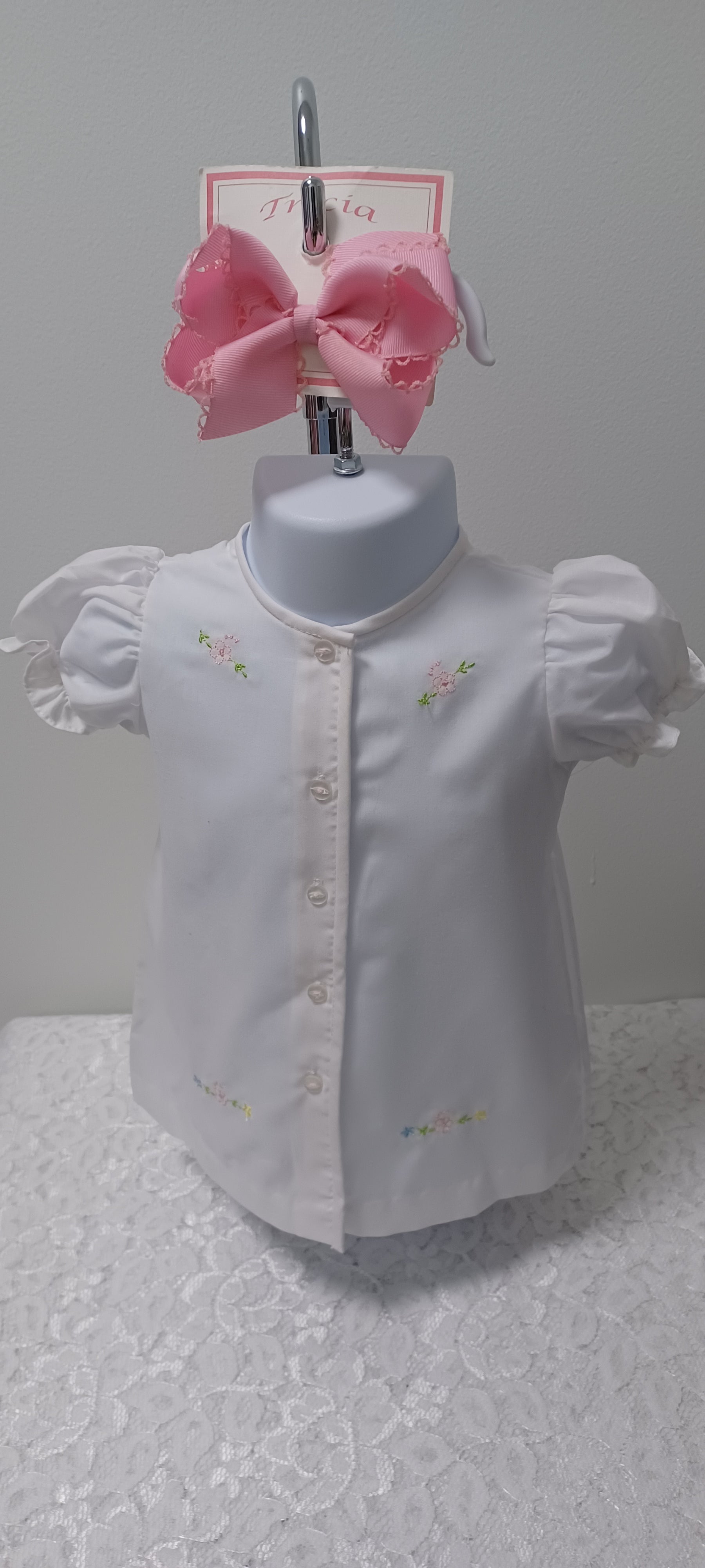 Girl Newborn Dress With Embroidery Flowers
