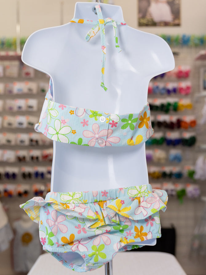Hand Smocked Floral 2-Piece Swimsuit