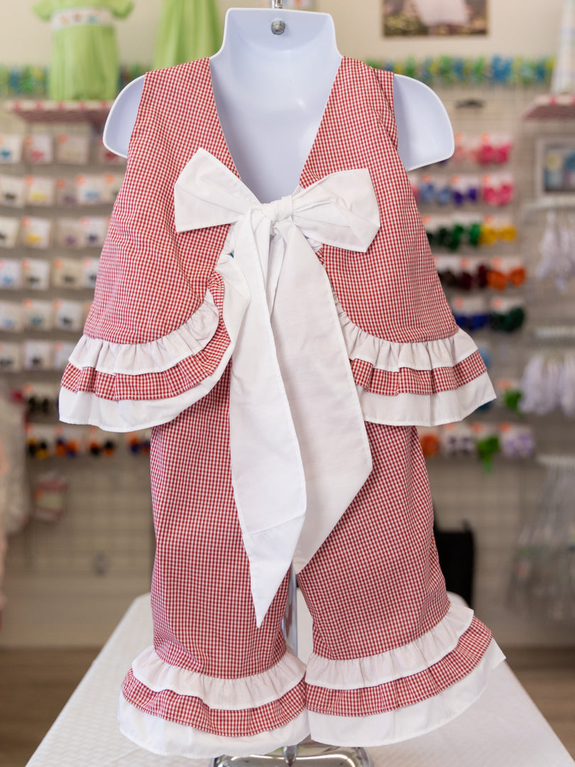 red and white Elephant 2-Piece Capri Set